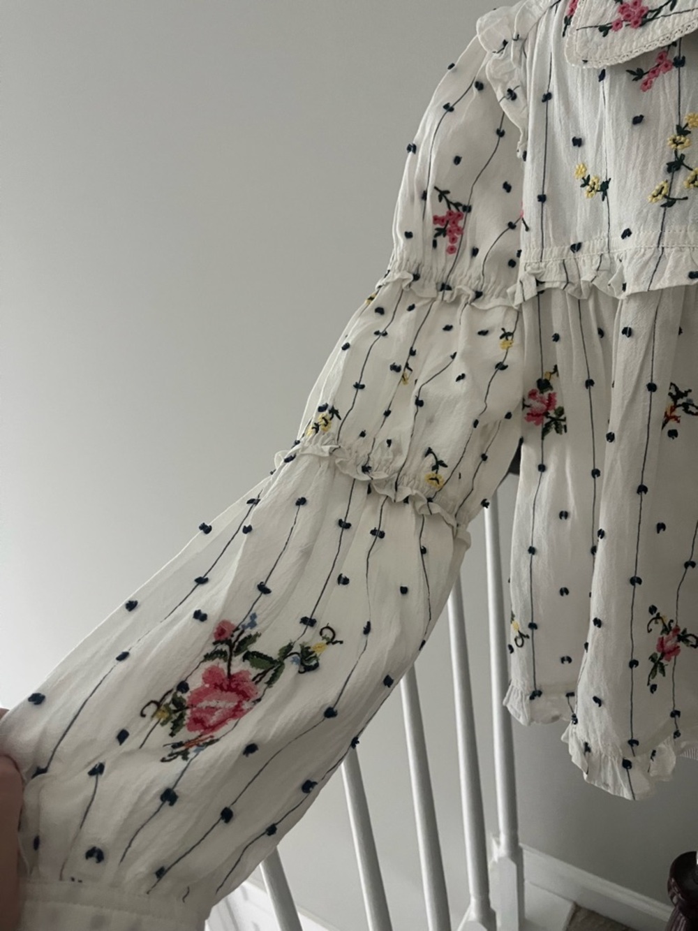 Anthropologie Pilcro Seaside embroidered floral top shirt jacket M - Picture 4 of 6